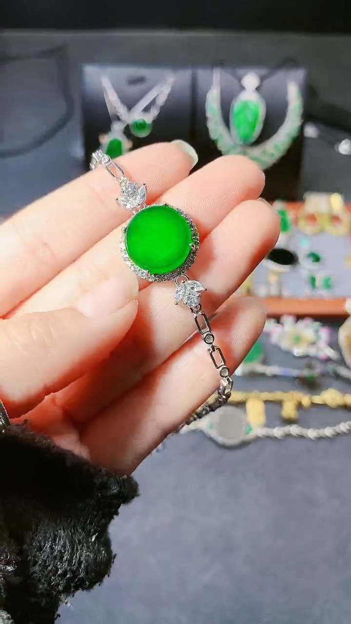 【闪购商品】翡翠手链银S925镶嵌手链