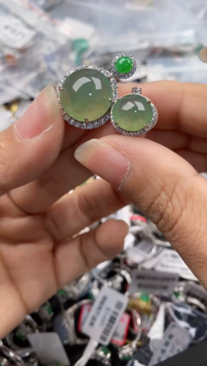 银S925镶嵌戒指翡翠222---8