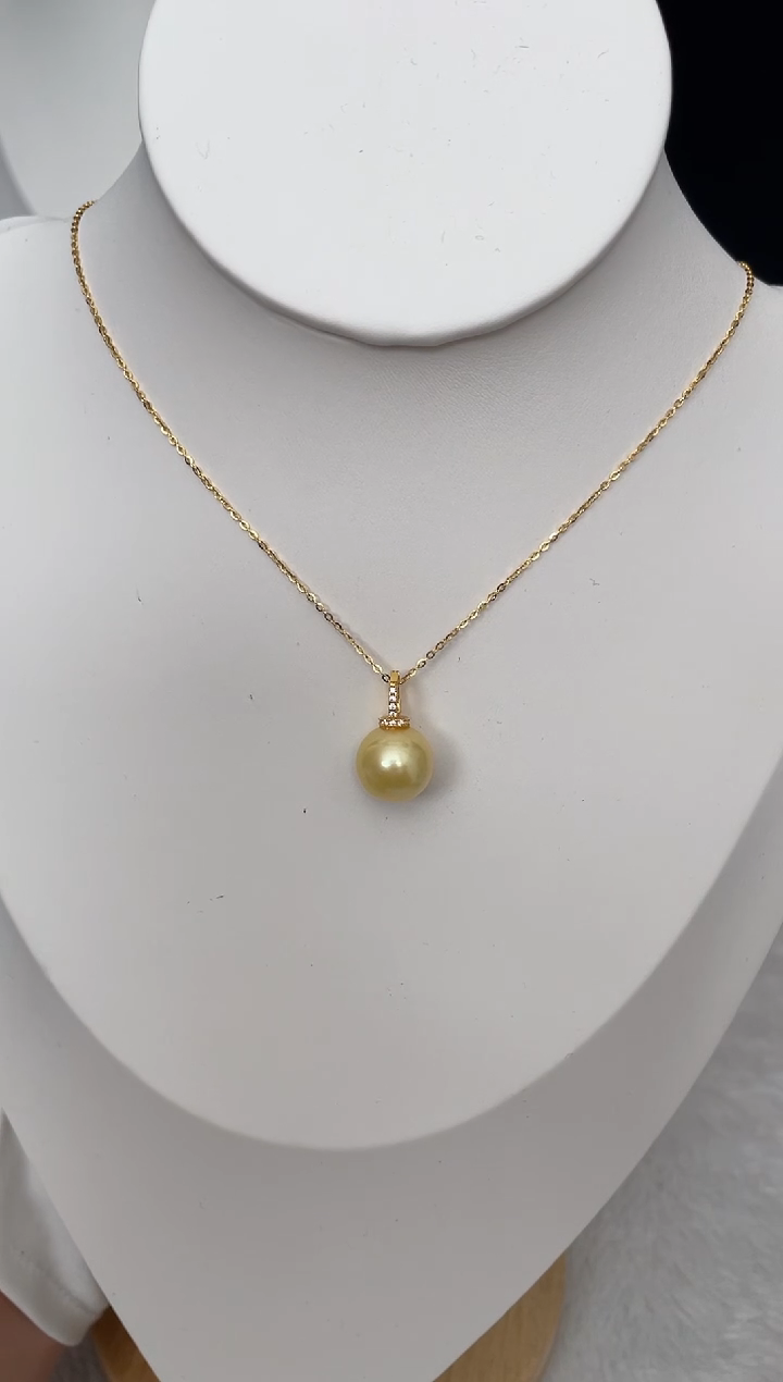 【闪购商品】海水珍珠吊坠(赠链)未镶嵌南洋金珠万能扣12-13mm