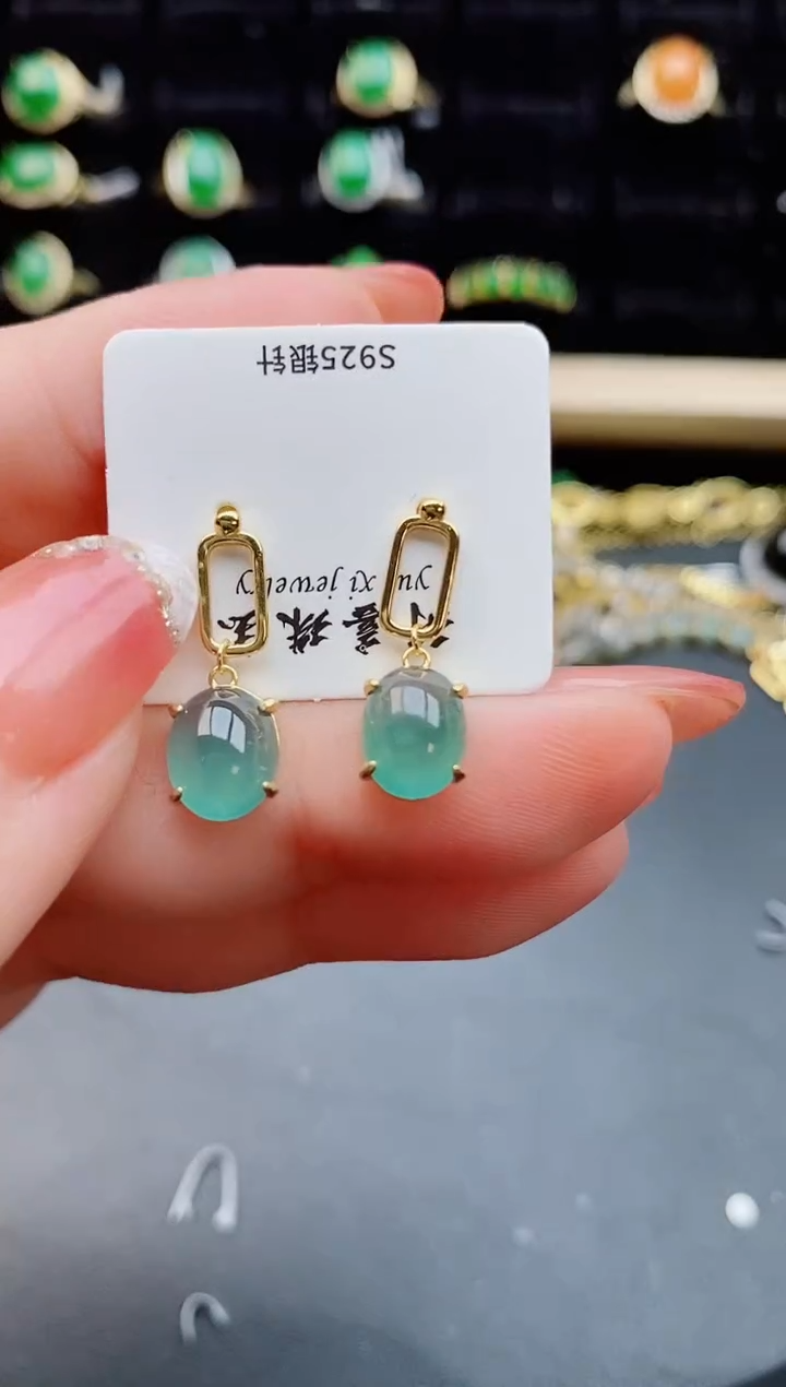 【闪购商品】翡翠耳饰银S925镶嵌5085050