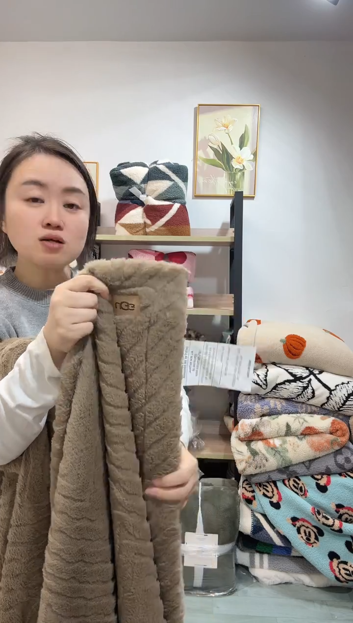 聚酯纤维150*200咖色兔毛