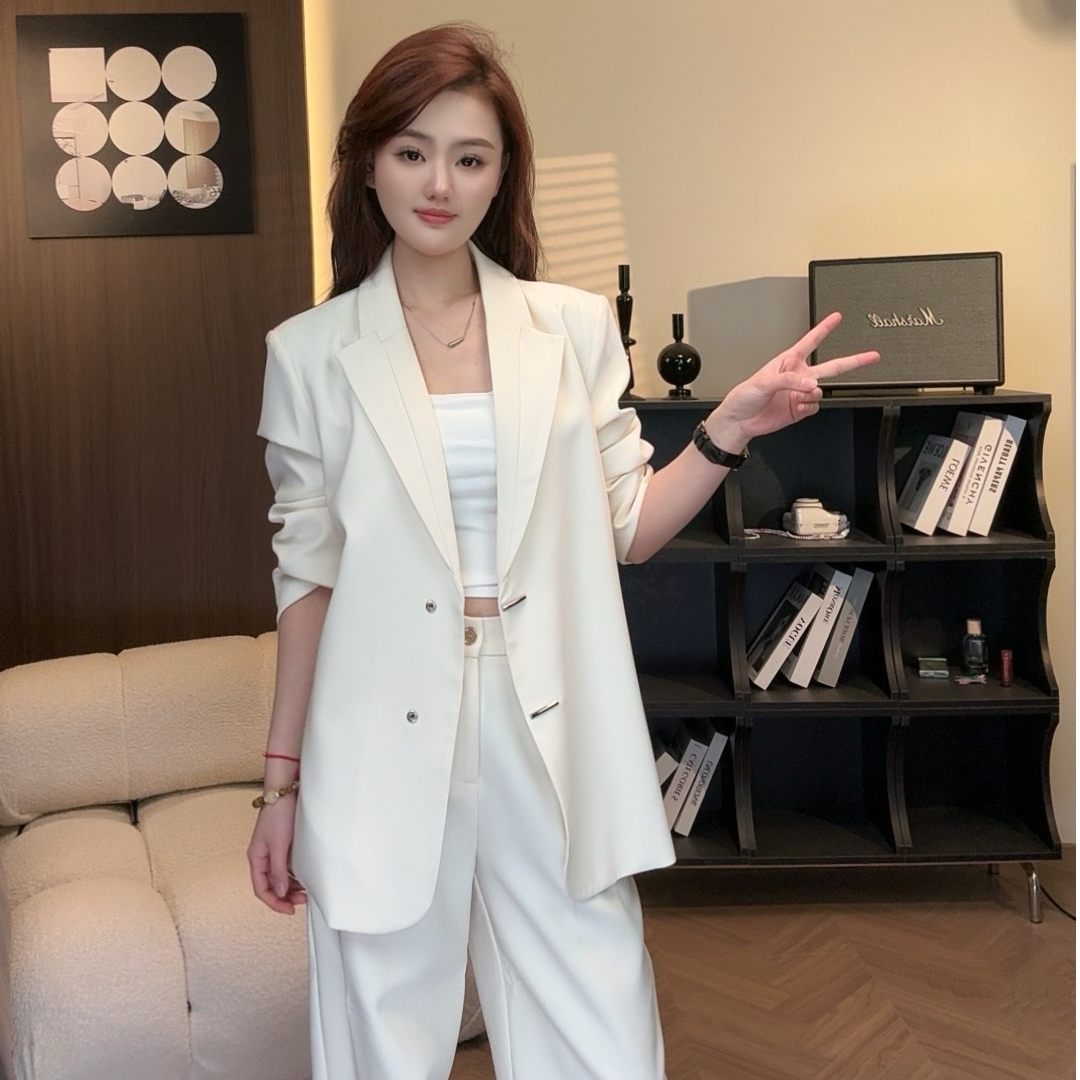 气质休闲西装外套女春秋新款宽松小个子高级感小众西装阔腿裤套装