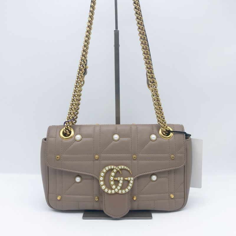 95新 GUCCI/古驰 洋诚二手 古驰奶茶色珍珠马蒙 