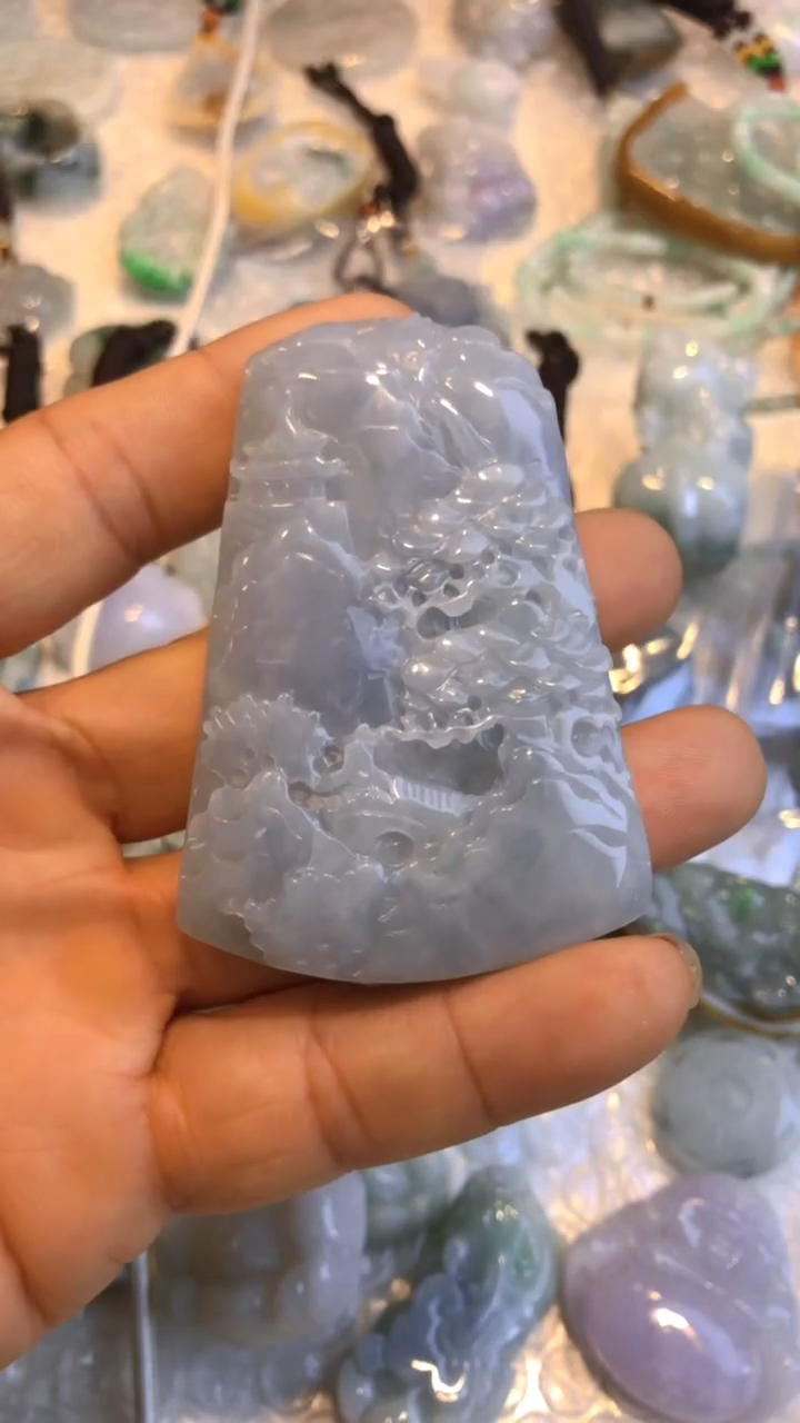 【闪购商品】翡翠吊坠(不含链)未镶嵌蓝水山水