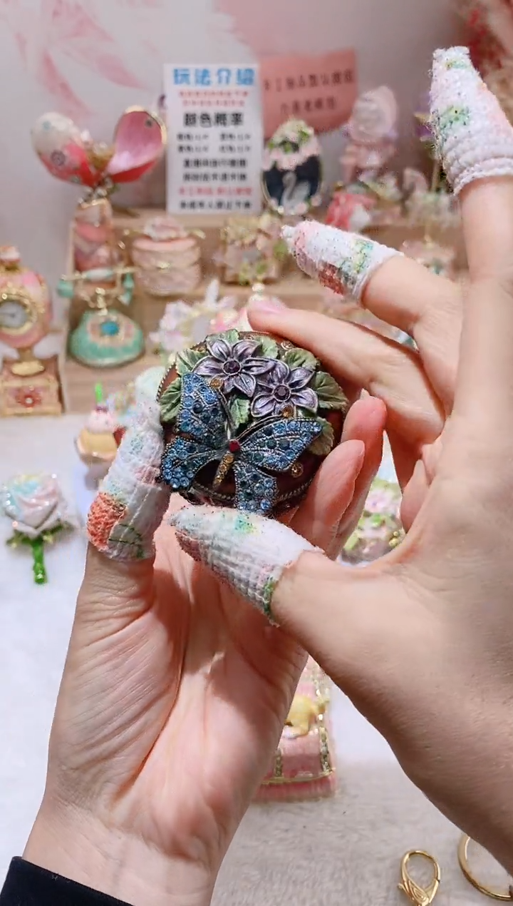 合金合金珐琅彩首饰盒摆件