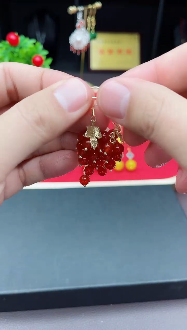 【闪购商品】南红玛瑙耳饰银S925镶嵌207000