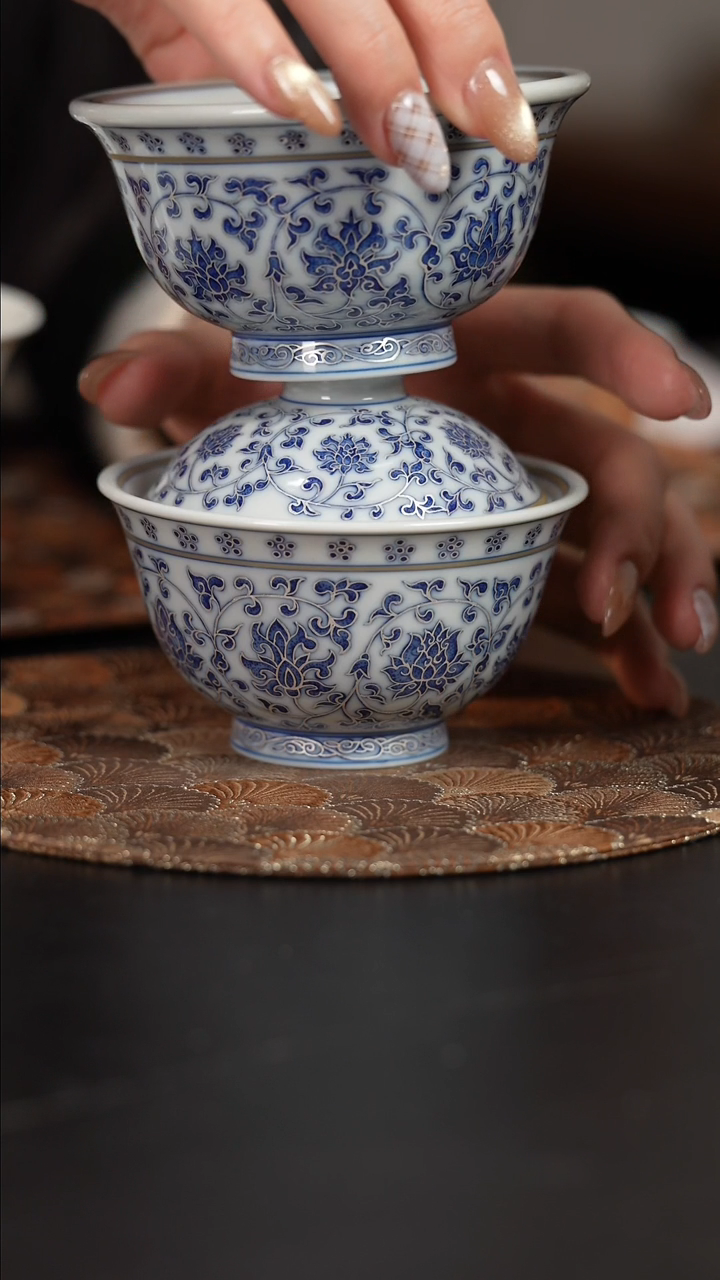 【闪购商品】杯四景堂青花描银