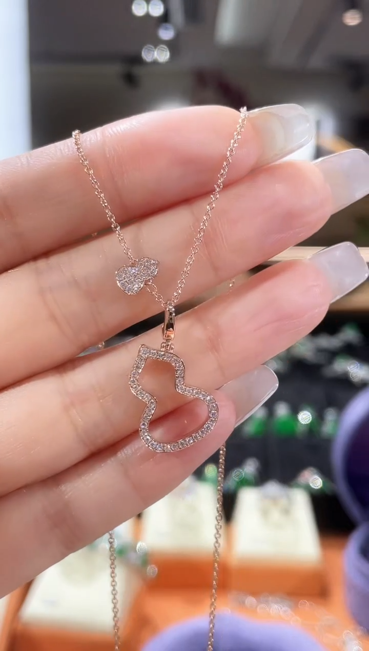 【闪购商品】钻石颈饰18K金镶嵌项链