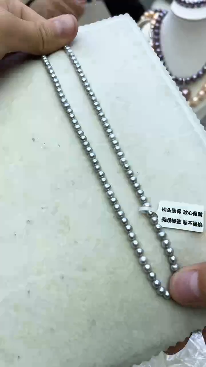 未镶嵌项链淡水珍珠灰色系小米项链