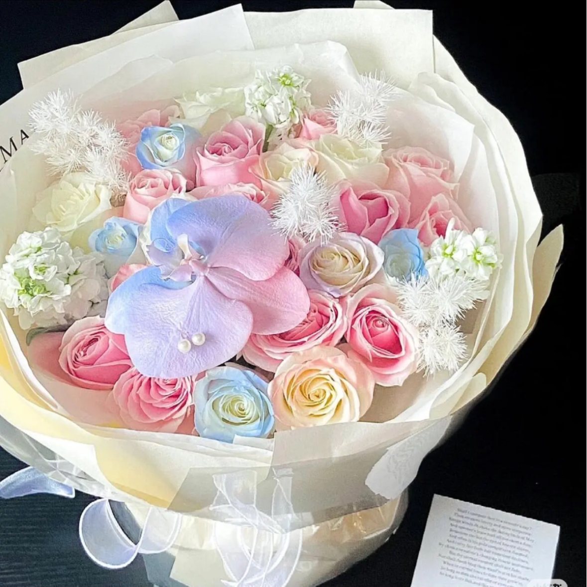 韩式混搭蝴蝶兰玫瑰花束鲜花速递同城配送生日礼物