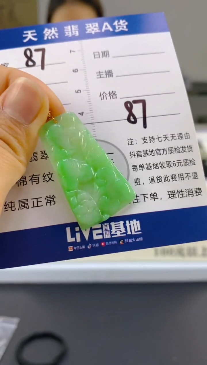 【闪购商品】翡翠颈饰18K金镶嵌天然A货翡翠