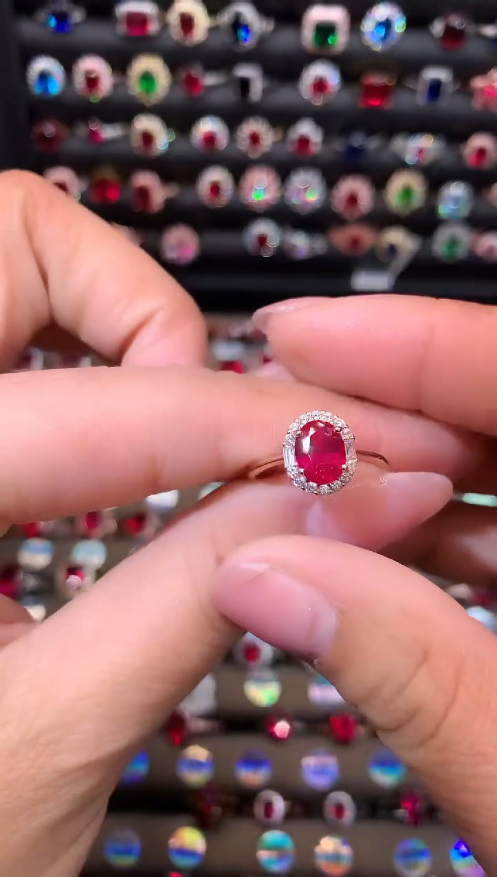 【闪购商品】红宝石戒指银S925镶嵌68玫瑰金