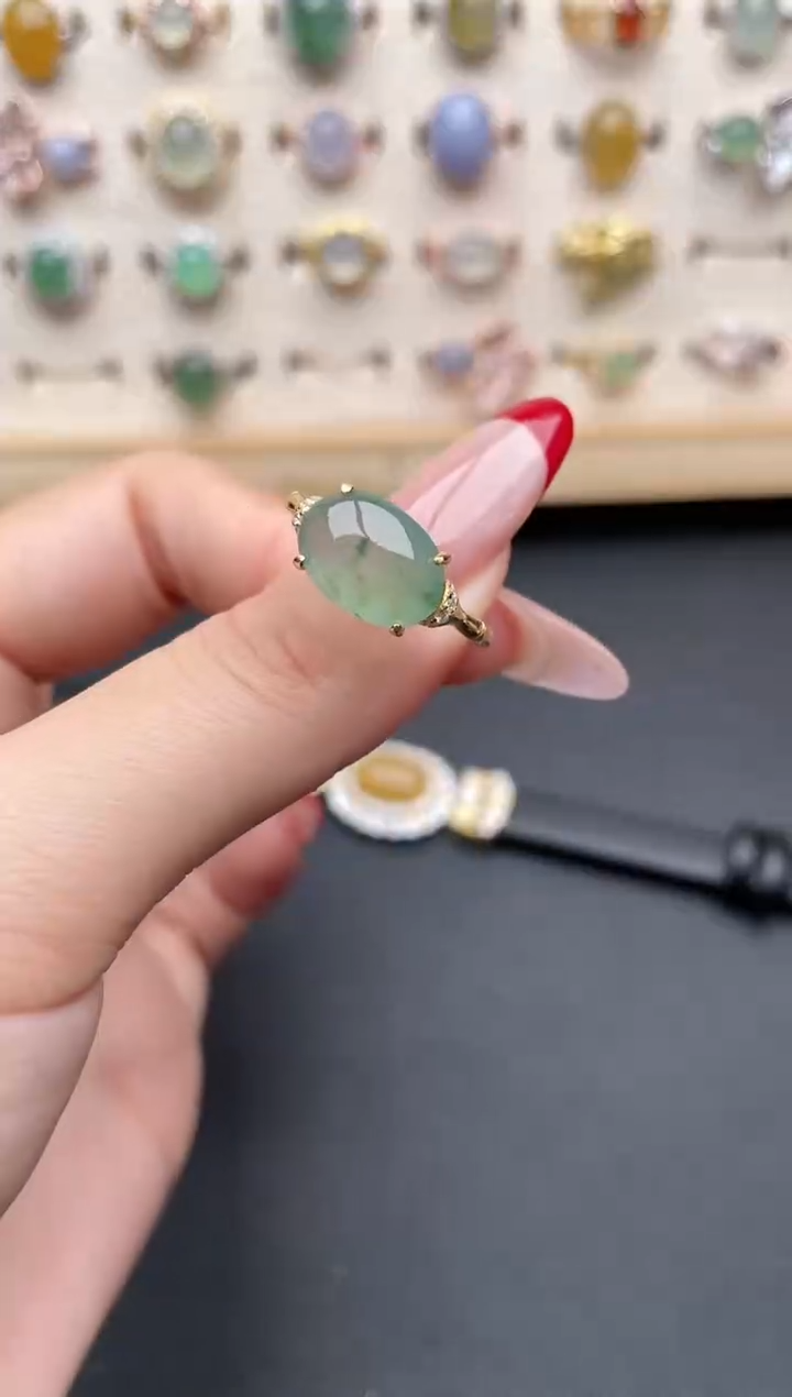 【闪购商品】翡翠戒指银S925镶嵌一物一证一礼盒