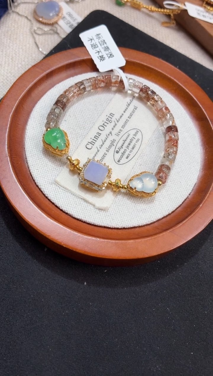 吊坠(不含链)银S925镶嵌翡翠手串