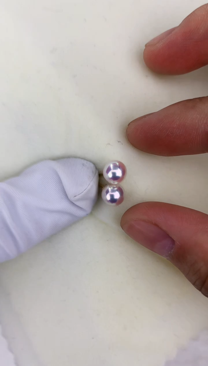 18K金镶嵌海水珍珠DA 6-7 耳钉 GD003