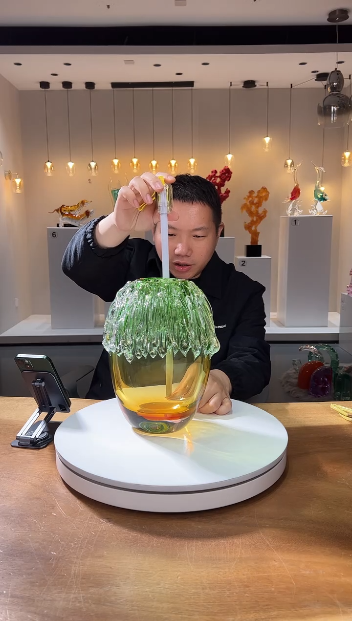 【闪购商品】茶宠巴比特美学-祖母绿茶金艺术花器小号