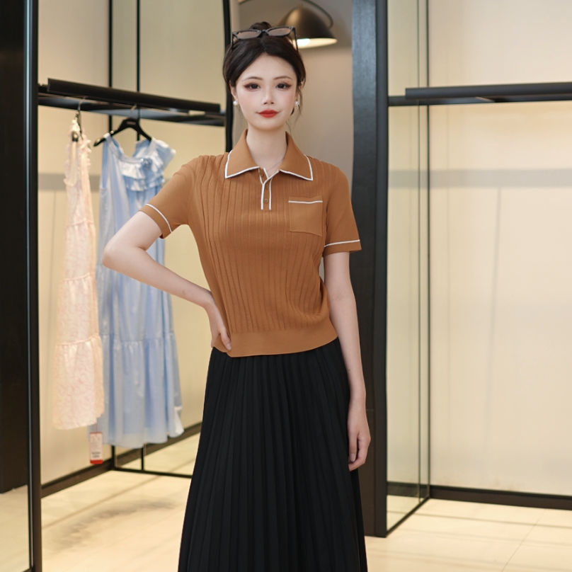 GIRDEAR/哥弟春夏新款休闲POLO领修身经典时尚短袖针织T恤138025