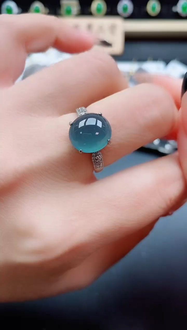 银S925镶嵌戒指翡翠1