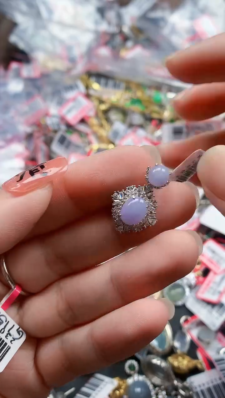 银S925镶嵌戒指翡翠天然A货缅甸翡翠