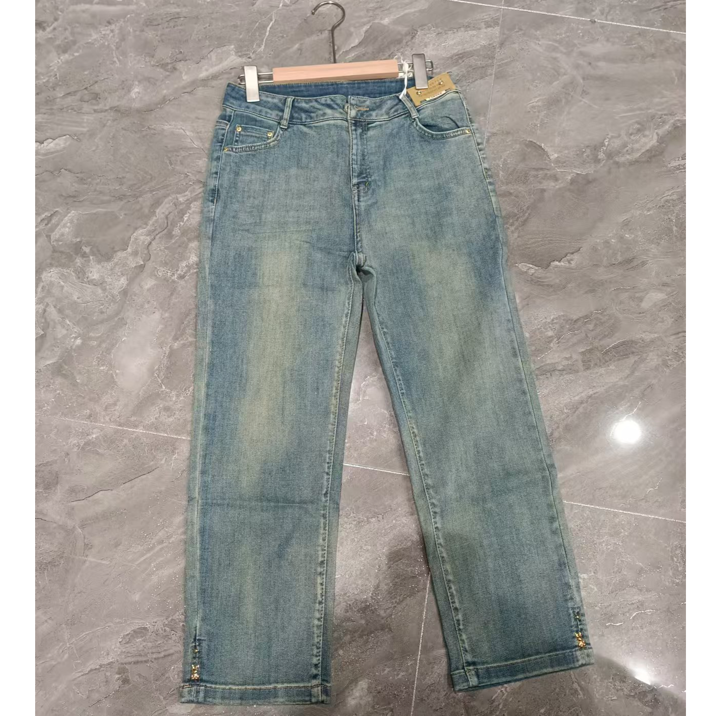 2025春秋新款显瘦牛仔裤洋气窄版直筒裤时尚百搭休闲裤965长86