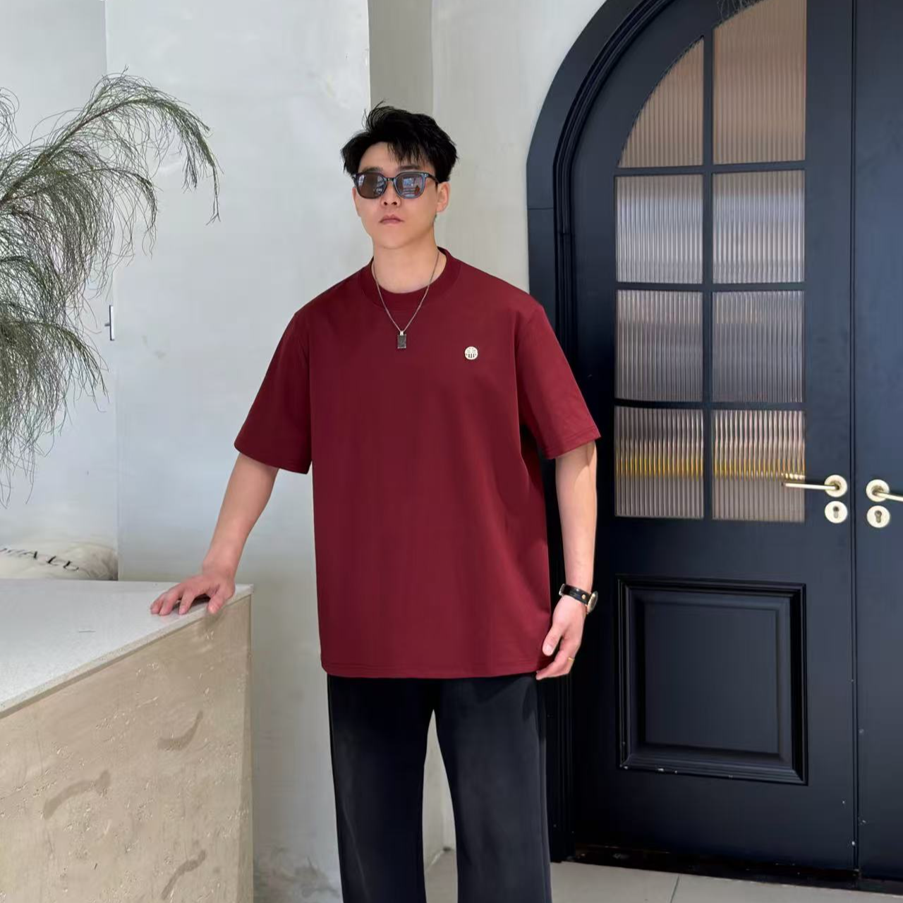 胜腾大码男装2026早春新款马年小福字国风刺绣加肥加大年款半袖