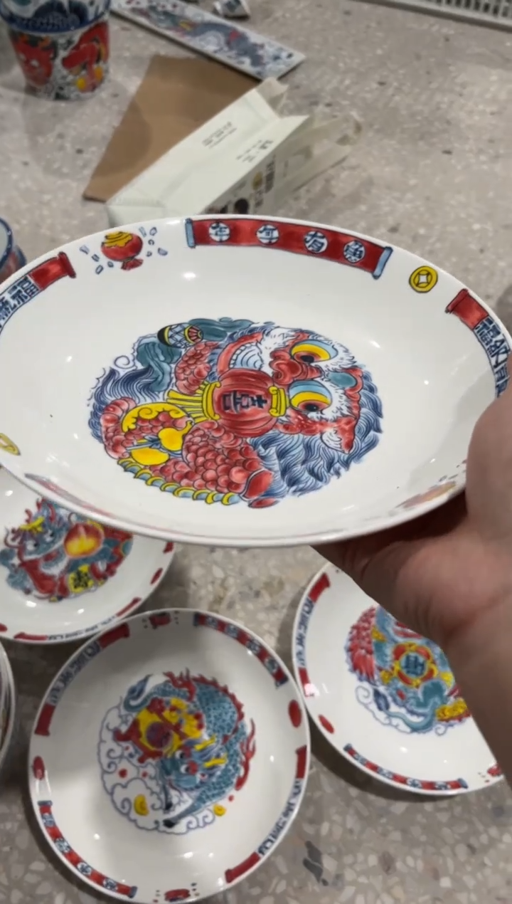 瓷片陶昨明喜字深盘（福利价格）