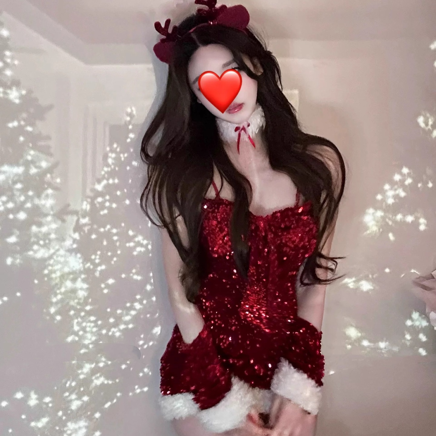 Kitten-【璀璨圣诞】抹胸纯欲性感紧身氛围感气质闪片圣诞战袍