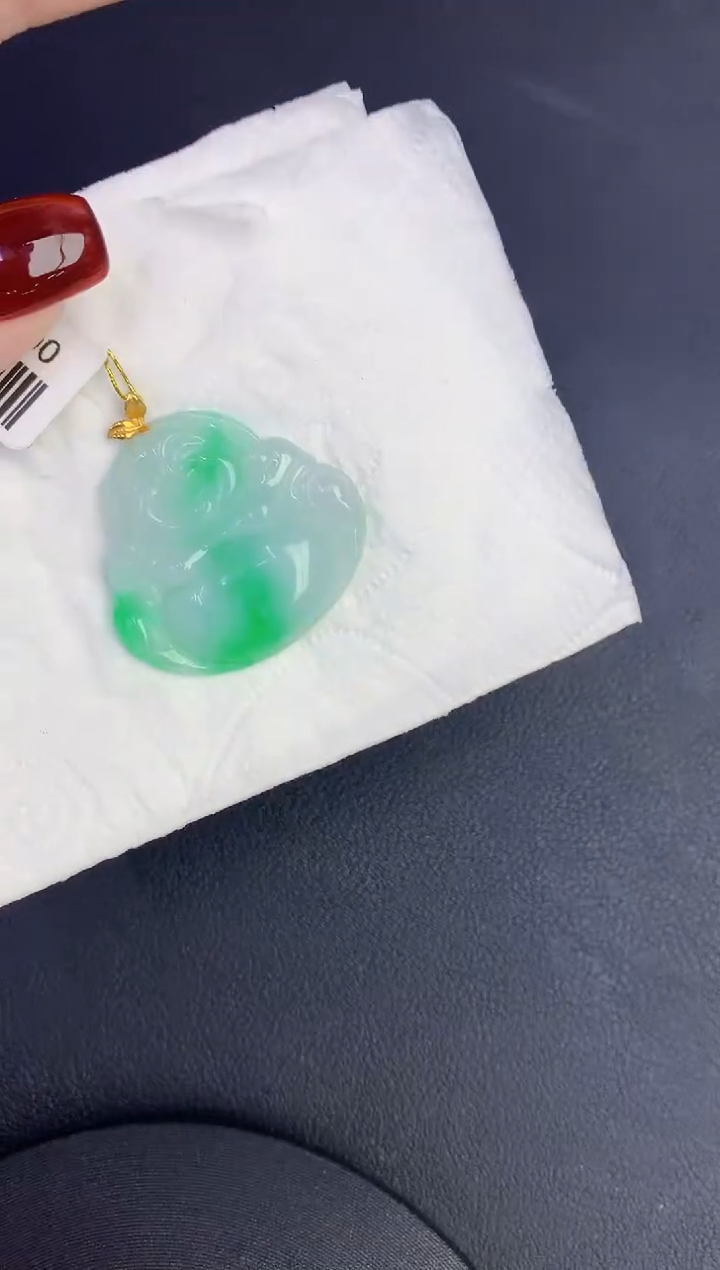 颈饰18K金镶嵌翡翠缅甸天然翡翠a货