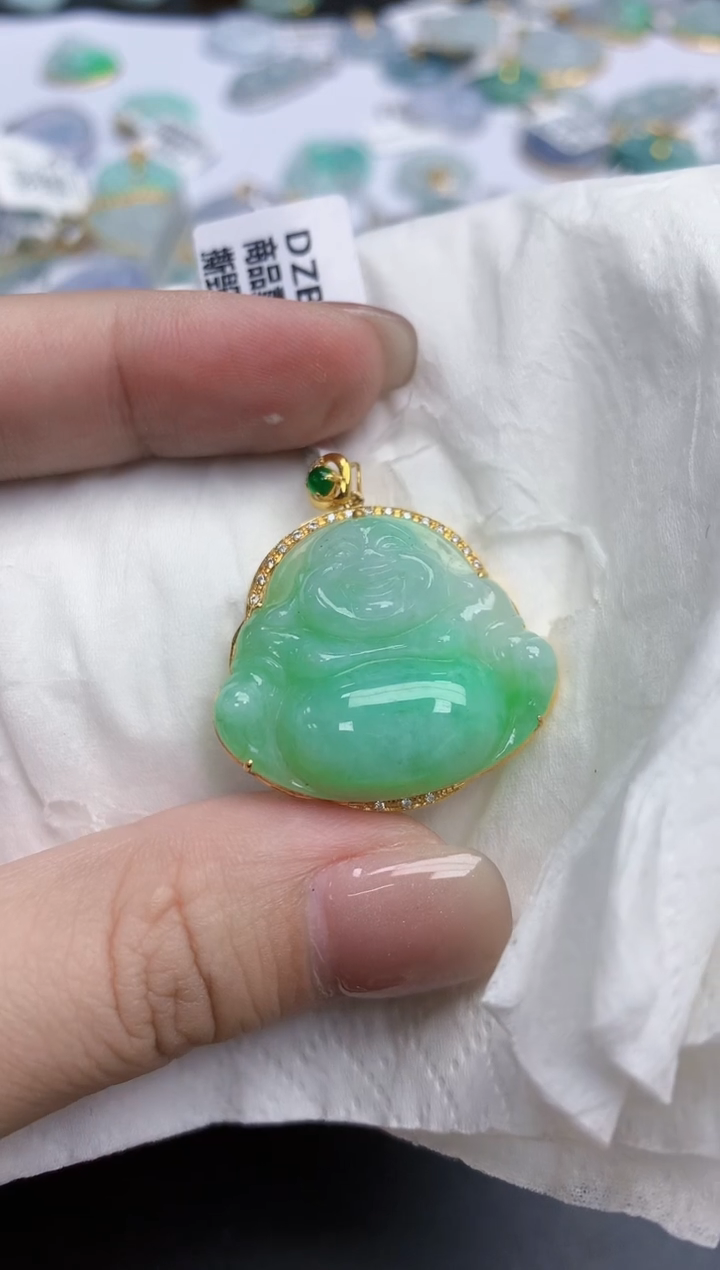 【闪购商品】翡翠颈饰18K金镶嵌天然缅甸翡翠A货