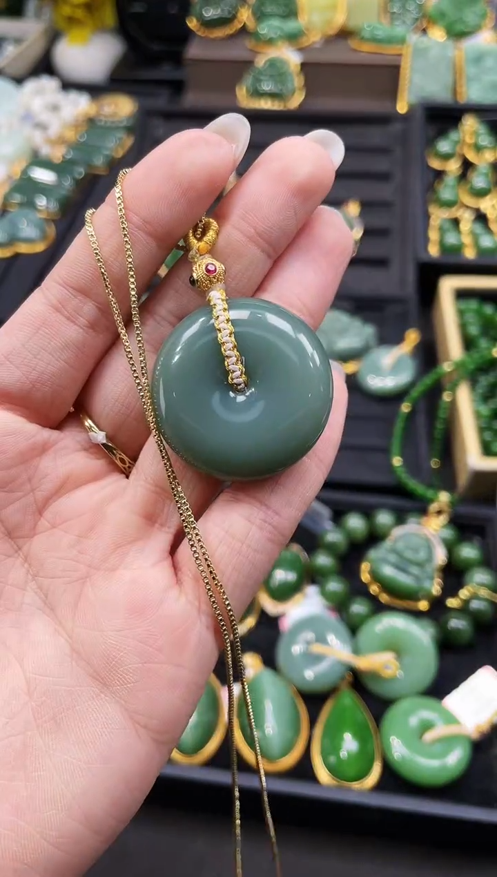 【闪购商品】和田玉吊坠18K金镶嵌35MM 多样性发一