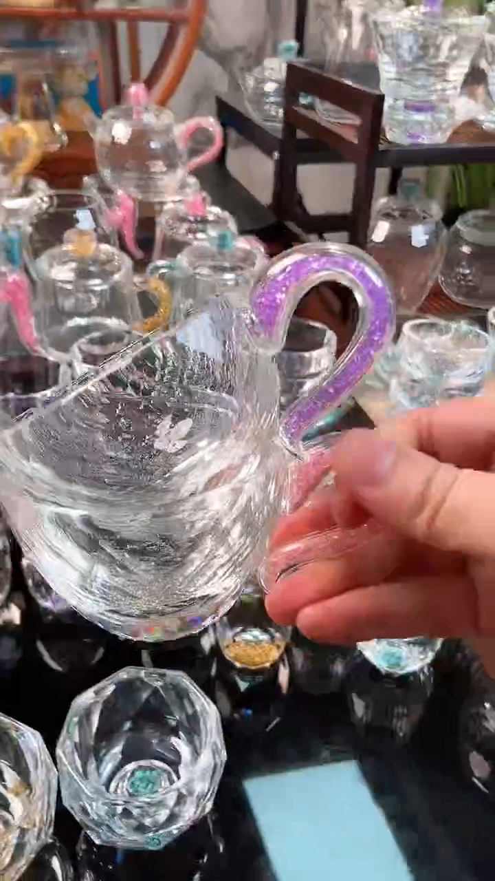 【闪购商品】玺宴新款水晶100毫升咖啡杯粉钻+紫罗兰