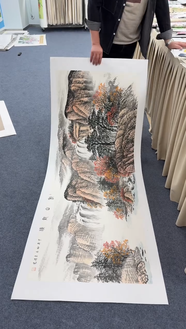 国画秋山观瀑同类型随机