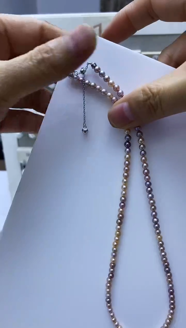 淡水珍珠银S925镶嵌颈饰混彩