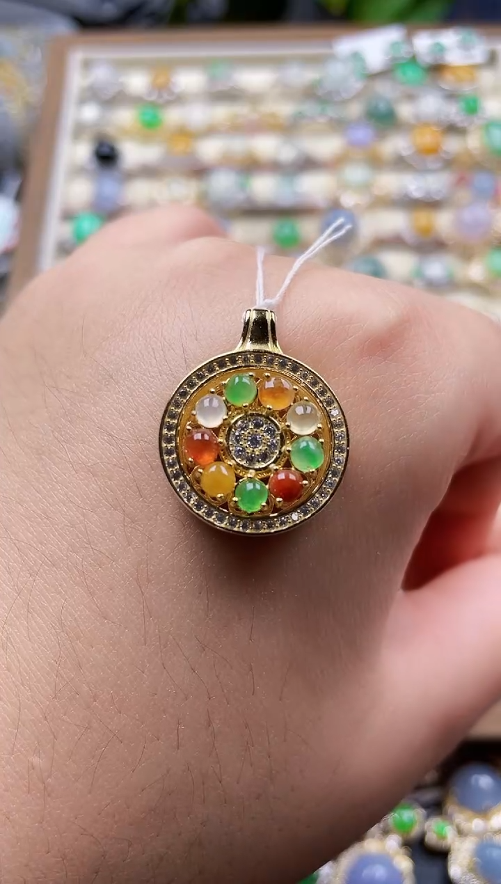 颈饰银S925镶嵌翡翠184