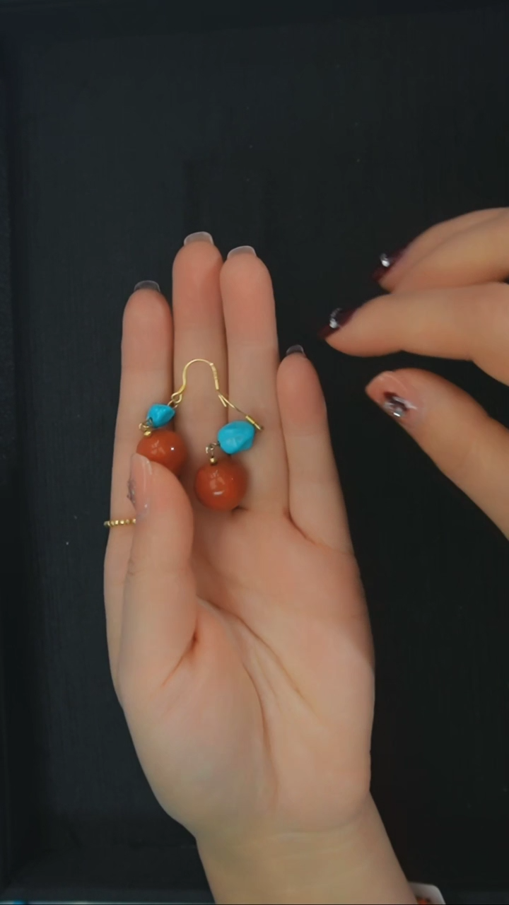 【闪购商品】南红玛瑙耳环银S925镶嵌发货一件