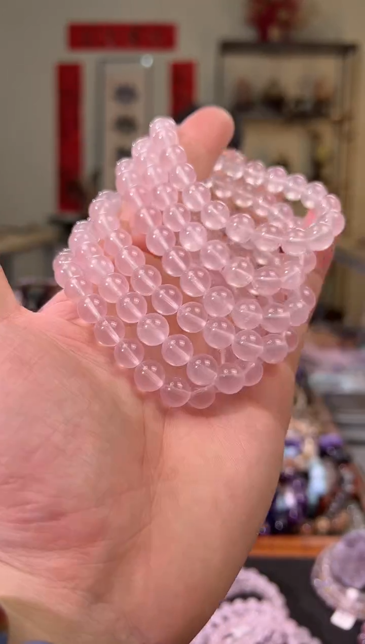 【闪购商品】芙蓉石手链未镶嵌9mm+粉水晶手串（多样性发其一）