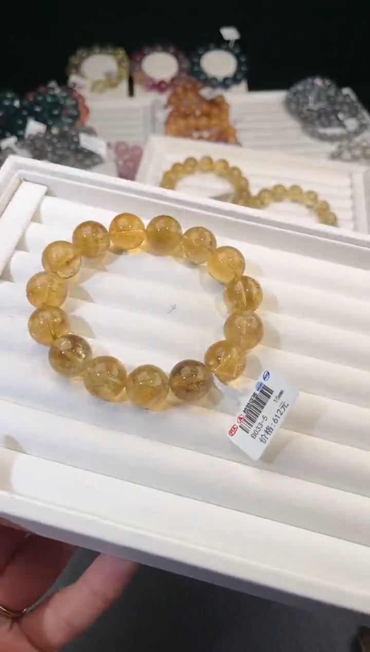 【闪购商品】水晶手链未镶嵌多样性发一黄阿赛15mm