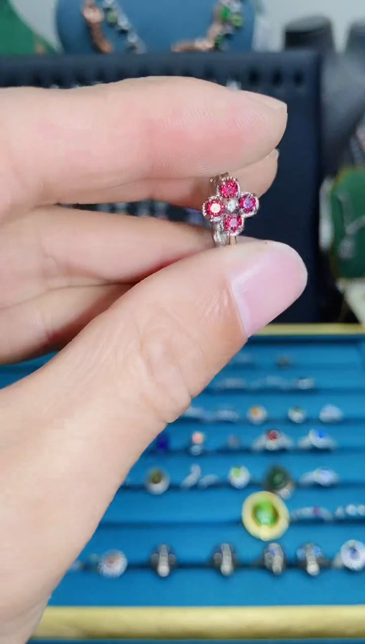 【闪购商品】石榴石戒指银S925镶嵌1121