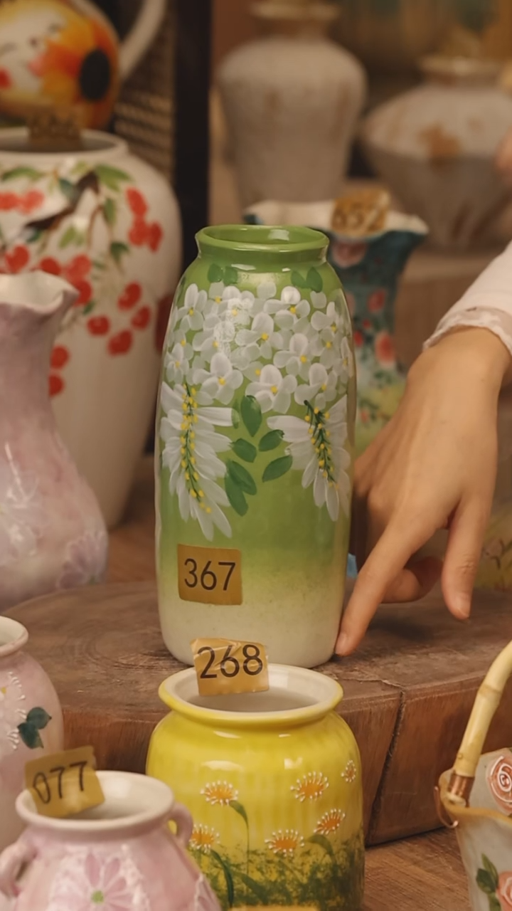 陶瓷景德镇设计师手作花器摆件侘寂风@M367@