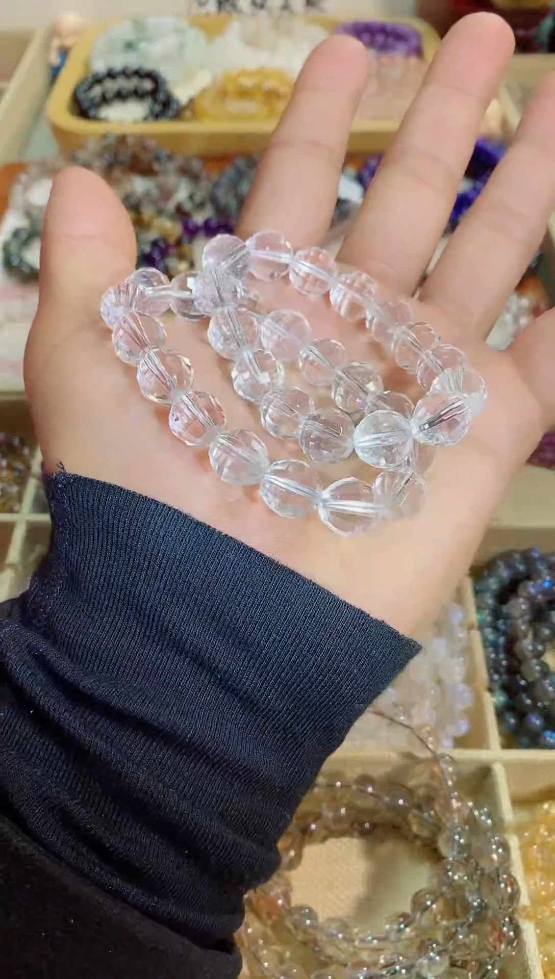 【闪购商品】水晶手链未镶嵌切面白水晶12m+（多样性发其一）