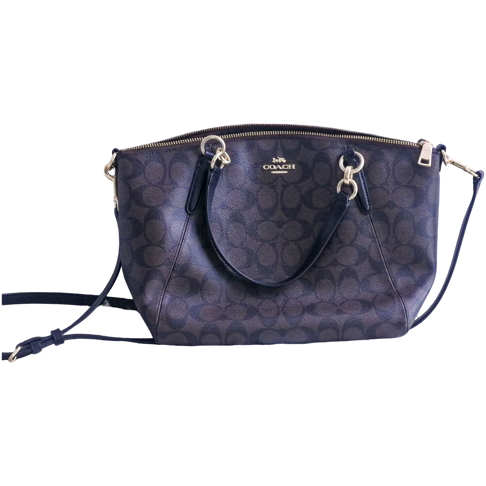 95新  Coach 深老花饺子包 062303