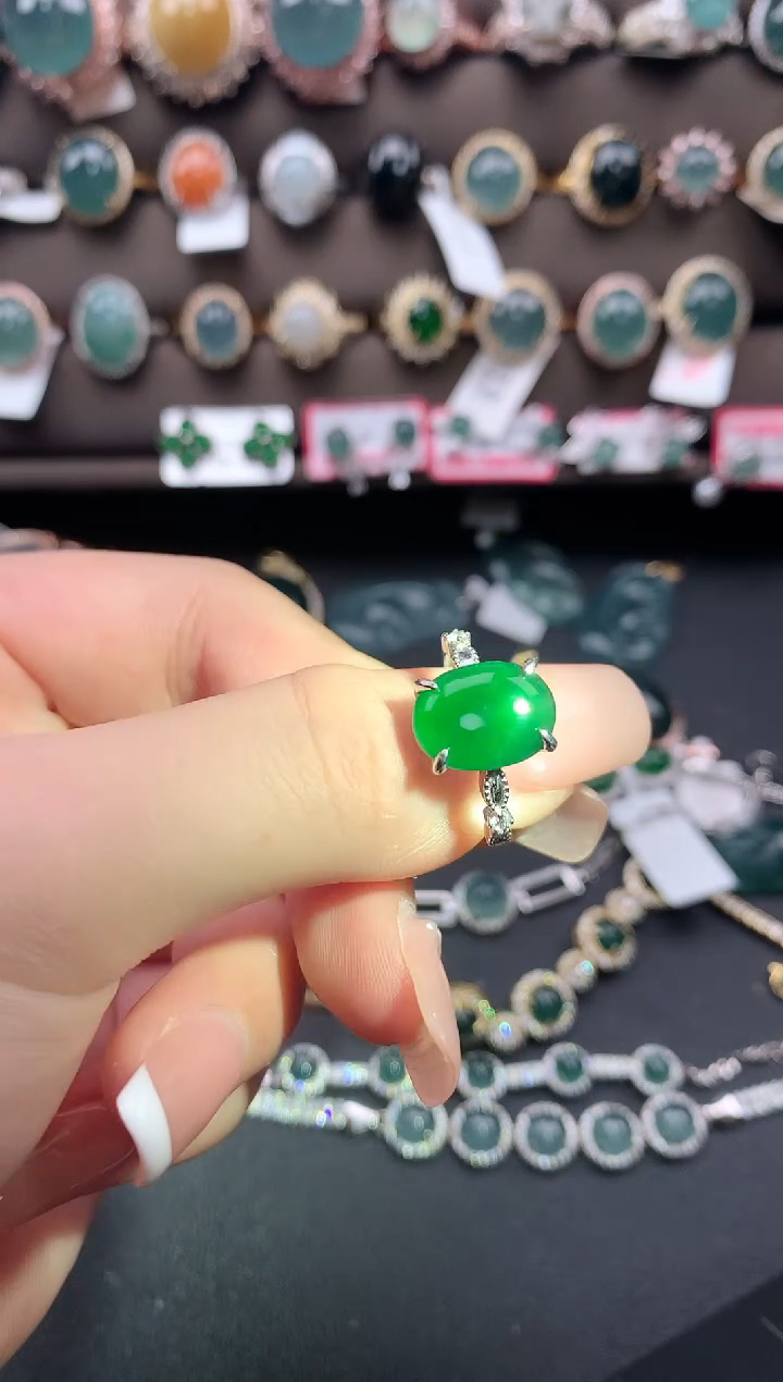 【闪购商品】翡翠戒指银S925镶嵌2141