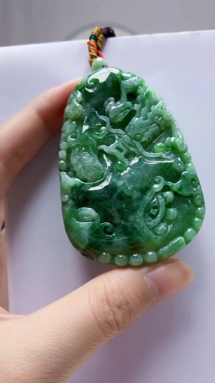 未镶嵌定制翡翠4852zm-毛货挂件龙牌15