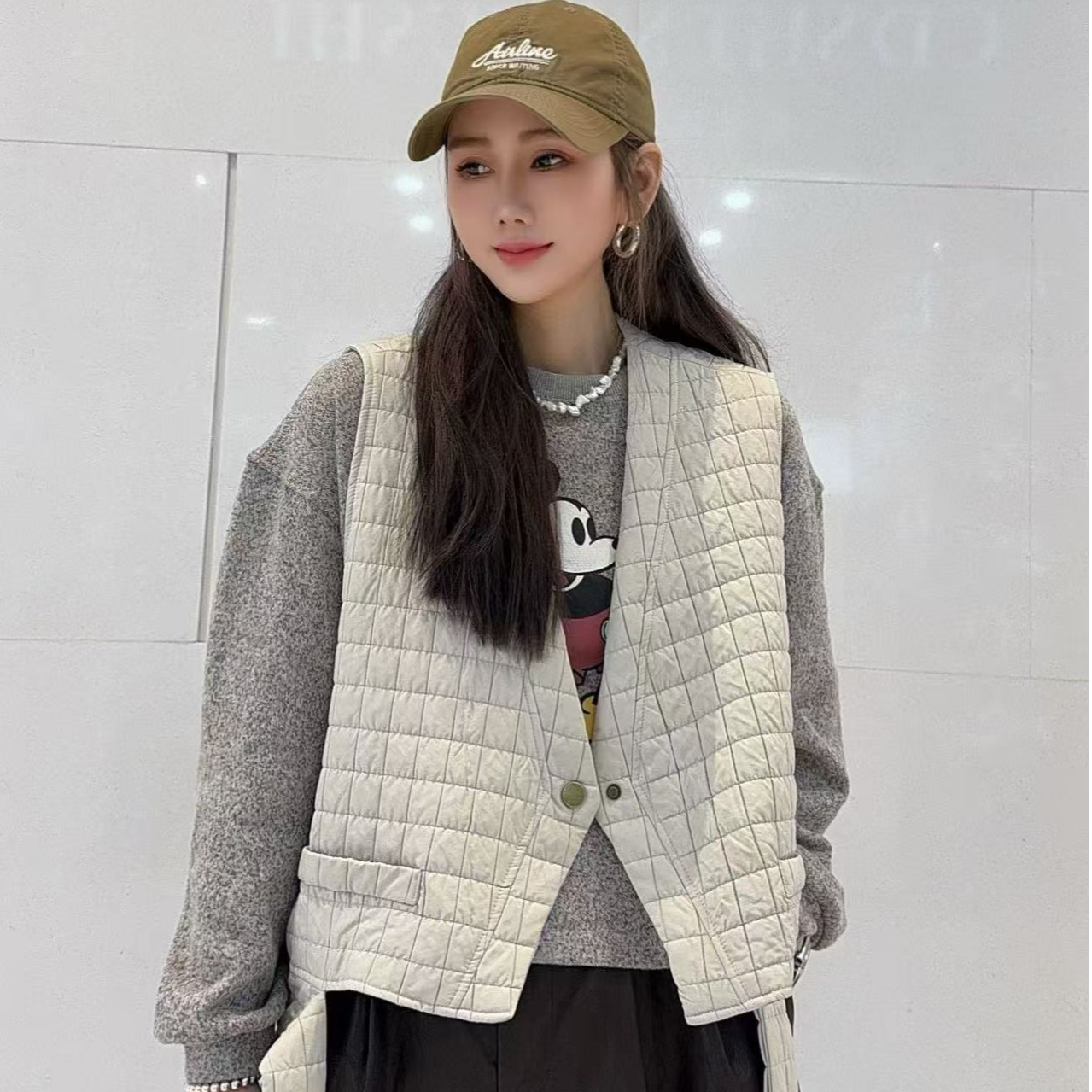 优雅欧货新款百搭宽松休闲不规则下摆 个性宽松马甲