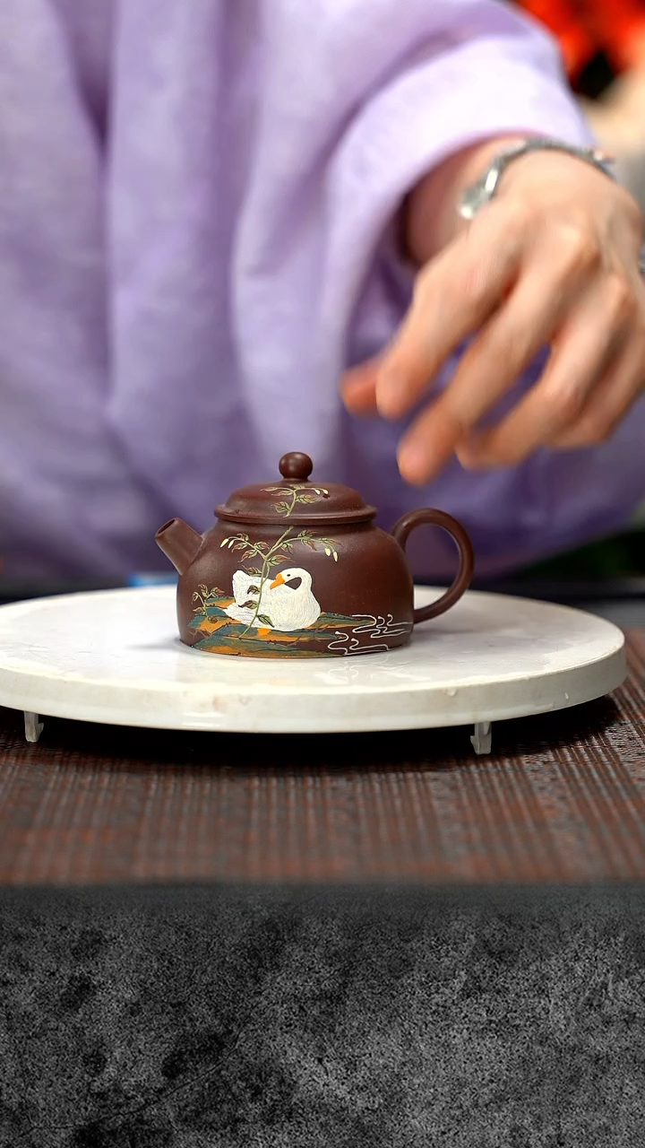 【闪购商品】紫砂茶壶红蓼白鹅 百纳 QMJ