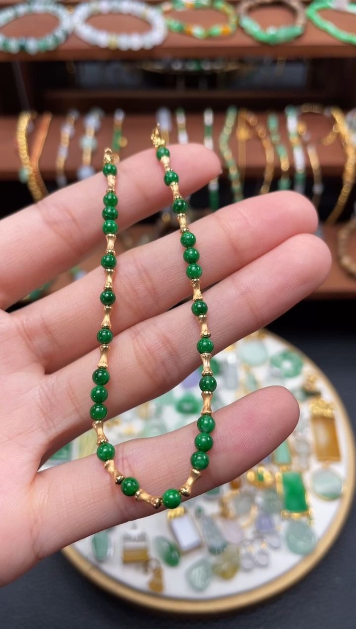 【闪购商品】翡翠套链18K金镶嵌一个 JK257