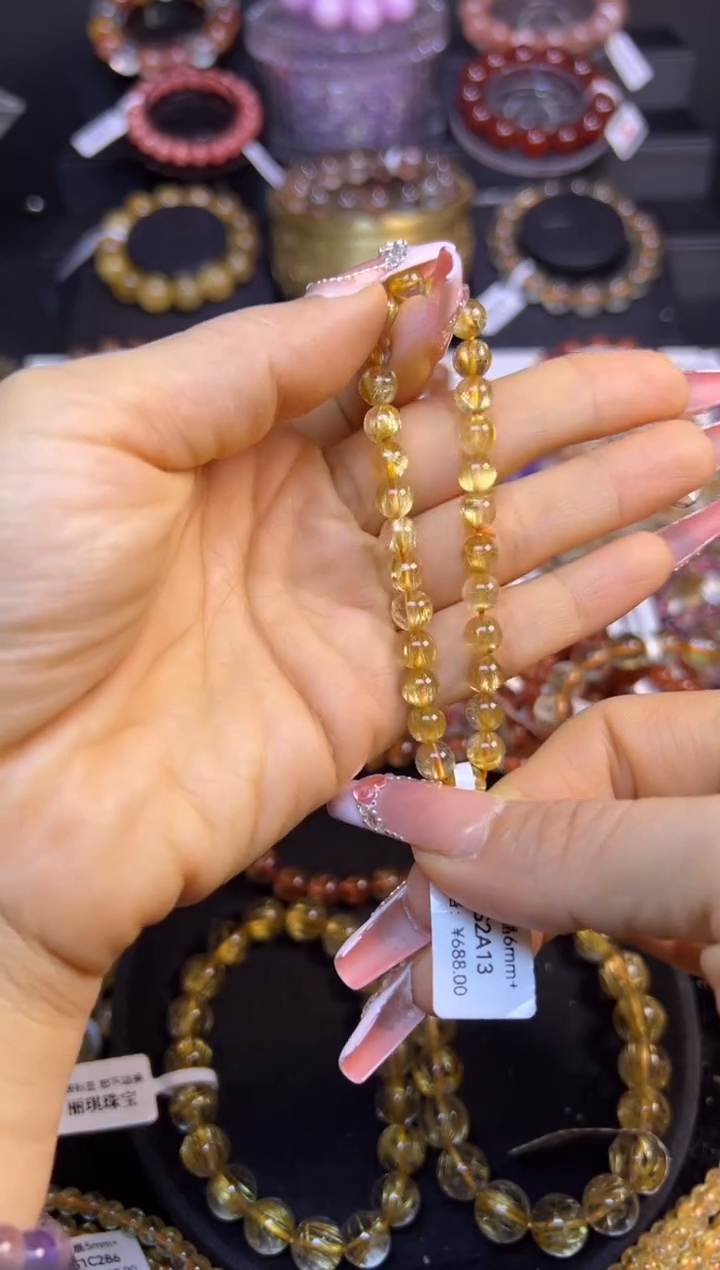 未镶嵌手串水晶金发晶6.3mm