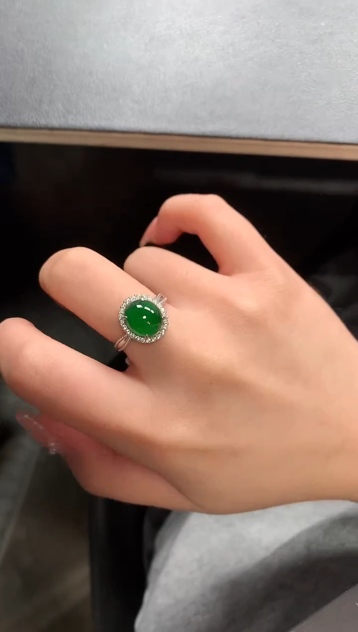 【闪购商品】翡翠戒指银S925镶嵌65414