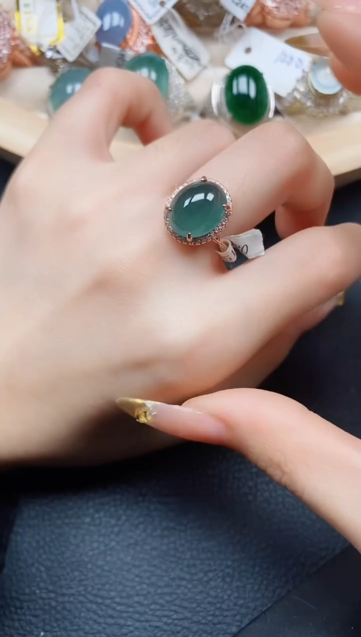 【闪购商品】翡翠戒指银S925镶嵌翡翠