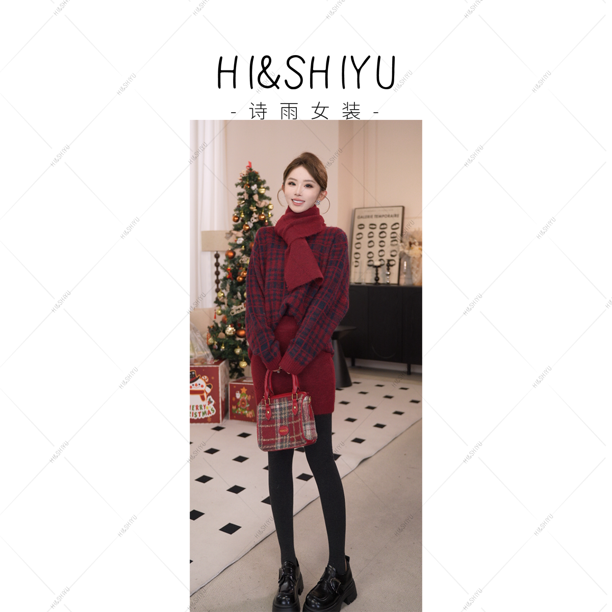 HISHIYU【格纹派对】简约风休闲风时尚套装百搭外穿休闲显瘦时尚